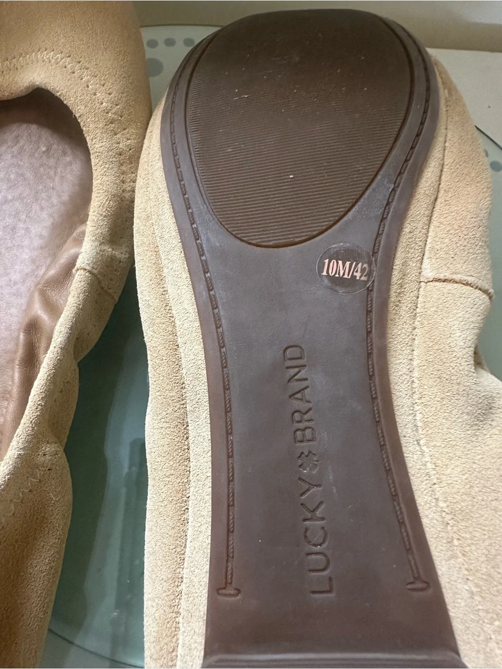 Lucky Brand Women's Beige Suede Ballet Flats